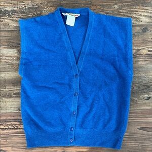 Vintage San Francisco Lambswool Angora Vest Button Up Blue Size Large